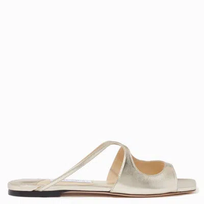 Jimmy Choo Anise Metallic Nappa Flats In Silver