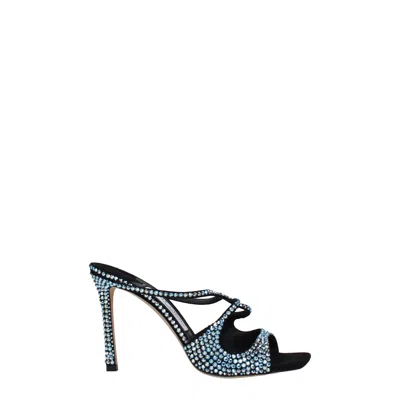 Jimmy Choo Anise Sandals Women Suede Black/heavenly In Blue