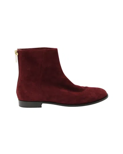 Jimmy Choo Ankle Boots In Maroon Suede In Red