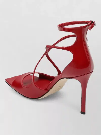 Jimmy Choo Ankle Strap Open Toe Strappy Pumps In Red