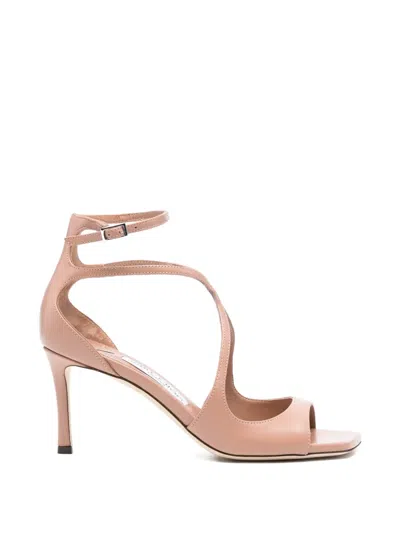 Jimmy Choo 75mm Azia Patent-leather Ankle-strap Sandals In Neutral