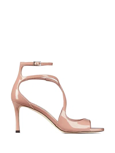 Jimmy Choo 75mm Azia Patent-leather Ankle-strap Sandals In Neutral