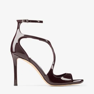 Jimmy Choo Ankle-strap Patent Leather Stiletto Sandals In Burgundy