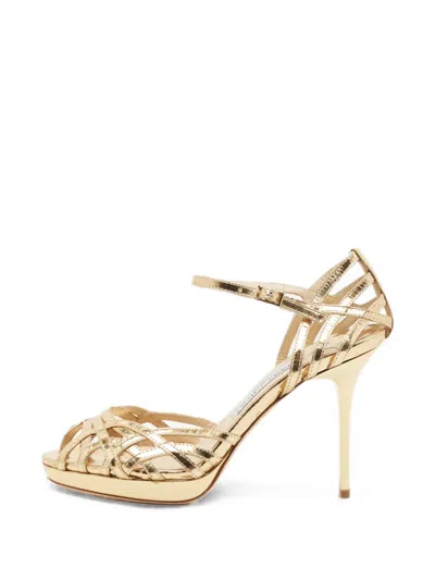 Pre-owned Jimmy Choo Ankle-strap Sandals In Gold
