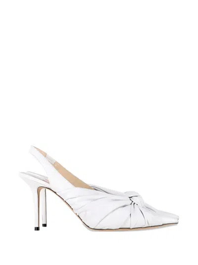 Pre-owned Jimmy Choo Annabell Knotted Pointed Slingback Pumps In White