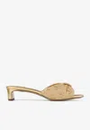 Jimmy Choo Annika 35 Metallic Raffia-jacquard Mules In Gold