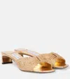 Jimmy Choo Annika 35 Metallic Raffia-jacquard Mules In Gold