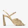 Jimmy Choo Heeled Sandals With Metallic Finish And Square Toe In Silver
