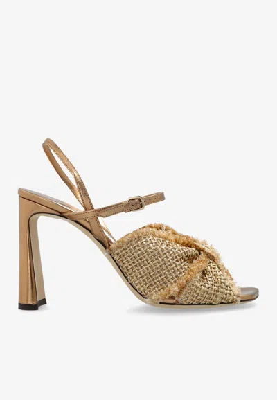 Jimmy Choo Annika 95 Woven Sandals In Brown