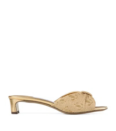 JIMMY CHOO ANNIKA MONOGRAMMED HEELED MULES 35