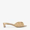 Jimmy Choo Annika 35 Metallic Raffia-jacquard Mules In Gold