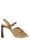 Jimmy Choo 'annika' Block Heel Sandals With Frayed Edges
