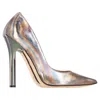 Jimmy Choo Anouk Disco Mirror Pumps In Multicolor Leather In Grey