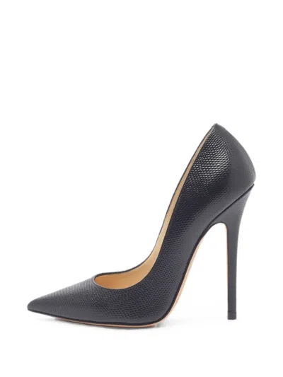 Pre-owned Jimmy Choo Anouk Lizard-embossed Pumps In Black