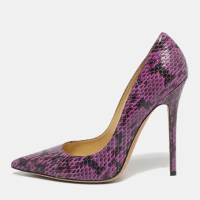 Pre-owned Jimmy Choo Anouk Size 39.5 Purple Python Leather Pumps