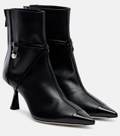 Jimmy Choo Aren 65 Embellished Paneled Leather Ankle Boots In Black