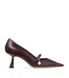 Jimmy Choo 65mm Aren Pearl-embellished Pointed-toe Pumps In Burgundy