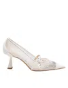 Jimmy Choo Aren 65 Tkw Mesh And Leather Pumps With Crystal Appliques In White