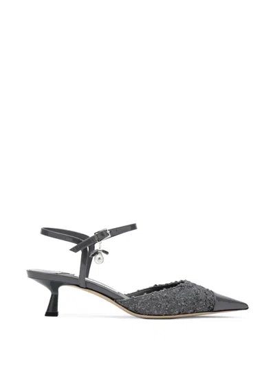 Jimmy Choo Aren Pearl-charm Tweed Pumps In Black
