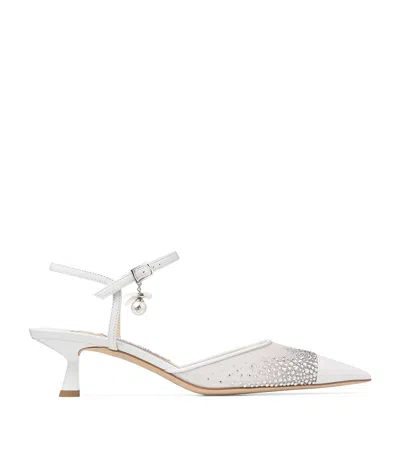 Jimmy Choo Aren Sb 45 Mesh-leather Pumps In White