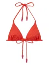 Jimmy Choo Ariah Logo-print Recycled-nylon Bikini Top In Orange