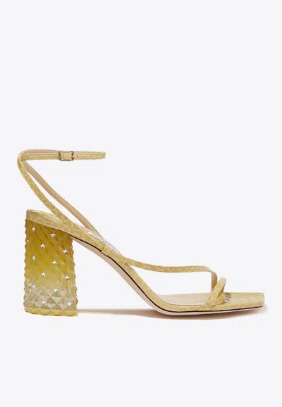 Jimmy Choo Art 85 Croc-embossed Leather Sandals In Yellow