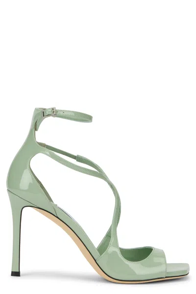 Jimmy Choo Asia 95 Leather Lacquered Sandals In Green