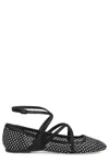 Jimmy Choo Astoria Crystal Mesh Caged Ballerina Flats In Black