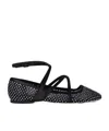 Jimmy Choo Astoria Crystal Mesh Caged Ballerina Flats In Black