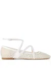 Jimmy Choo Mesh Astoria Ballerinas Ankle Strap In Neutrals