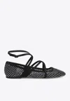 Jimmy Choo Astoria Crystal Mesh Caged Ballerina Flats In Black