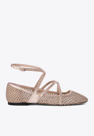 Jimmy Choo Astoria Crystal-embellished Ballet Flats In Pink