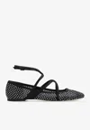Jimmy Choo Pointed Toe Studded Leather Ballerinas In Black