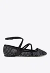 Jimmy Choo Pointed Toe Studded Leather Ballerinas In Black