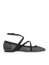Jimmy Choo Astoria Crystal Mesh Caged Ballerina Flats In Black