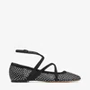 Jimmy Choo Astoria Crystal Mesh Caged Ballerina Flats In Black