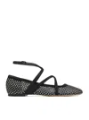 Jimmy Choo Astoria Crystal Mesh Caged Ballerina Flats In Black
