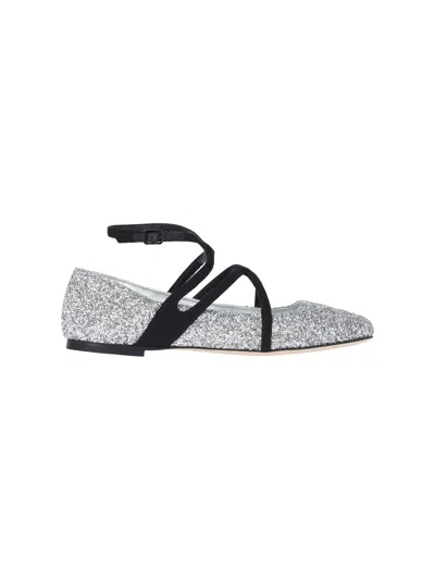 JIMMY CHOO ASTORIA GLITTER BALLET FLATS