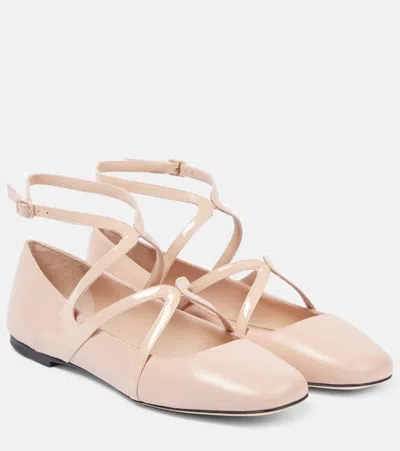 Jimmy Choo Astoria Leather Ballet Flats In Neutrals