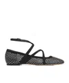 Jimmy Choo Astoria Crystal Mesh Caged Ballerina Flats In Black