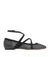 Jimmy Choo Astoria Crystal Mesh Caged Ballerina Flats