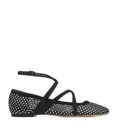 JIMMY CHOO ASTORIA MESH EMBELLISHED BALLET FLATS