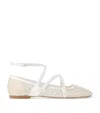 Jimmy Choo Mesh Astoria Ballerinas Ankle Strap In White