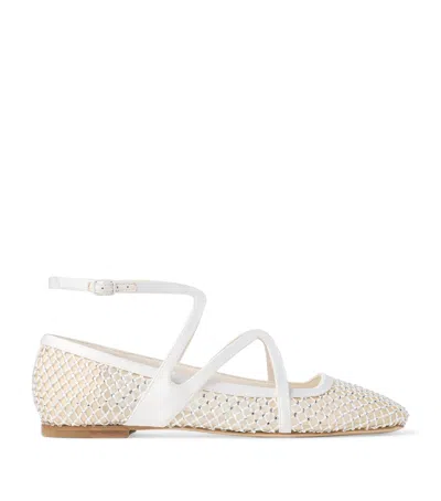 JIMMY CHOO ASTORIA MESH EMBELLISHED BALLET FLATS