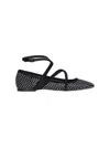 Jimmy Choo Astoria Crystal Mesh Caged Ballerina Flats In Black  