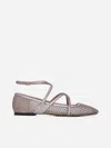 JIMMY CHOO ASTORIA SATIN AND MESH BALLET FLATS