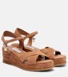 Jimmy Choo Astra 60 Suede Wedge Sandals In Brown