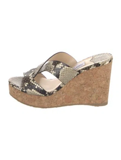 Pre-owned Jimmy Choo Atia Snakeskin Espadrilles In Neutral