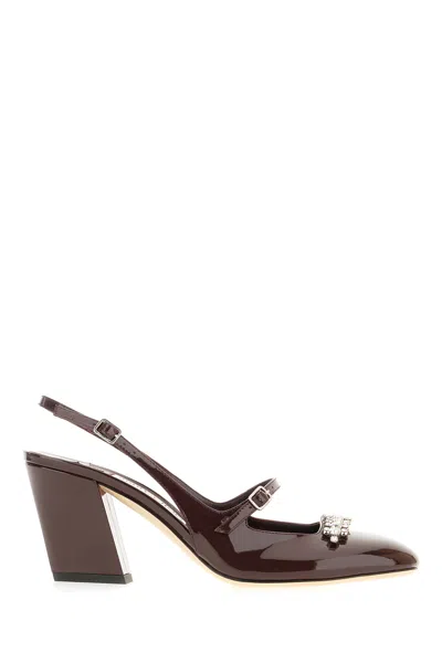 Jimmy Choo Aubergine Leather Belinda Pumps In Burgundy