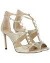 Jimmy Choo Open Toe Pearl T-bar Sandals In Gold